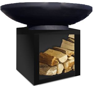Круглий гриль мангал барбекю з плоским жарочним диском на тумбі.